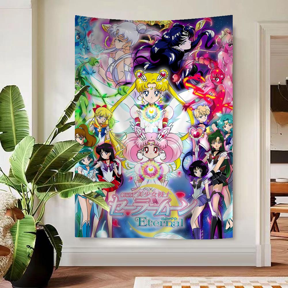

Cute Sailors Girl Moons Printed Large Wall Tapestry Hanging Tarot Hippie Wall Rugs Dorm Art Home Decor 74x94cm(29x37in)
