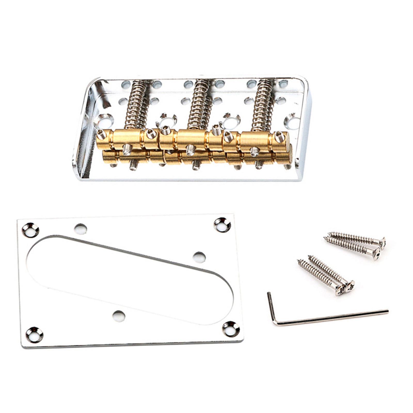 

3-Saddles Guitar Bridge & Pickup Mounting Rings Set with Screws and Wrench Electric Guitar Bridge Pickup Bottom Frame 1