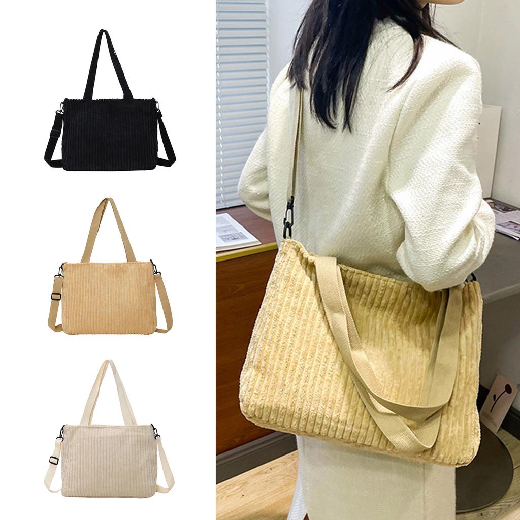 Bolsa de veludo cotelê, bolsa transversal, bolsa de mão, grande capacidade, bolsa de ombro feminina, bolsa mensageiro versátil