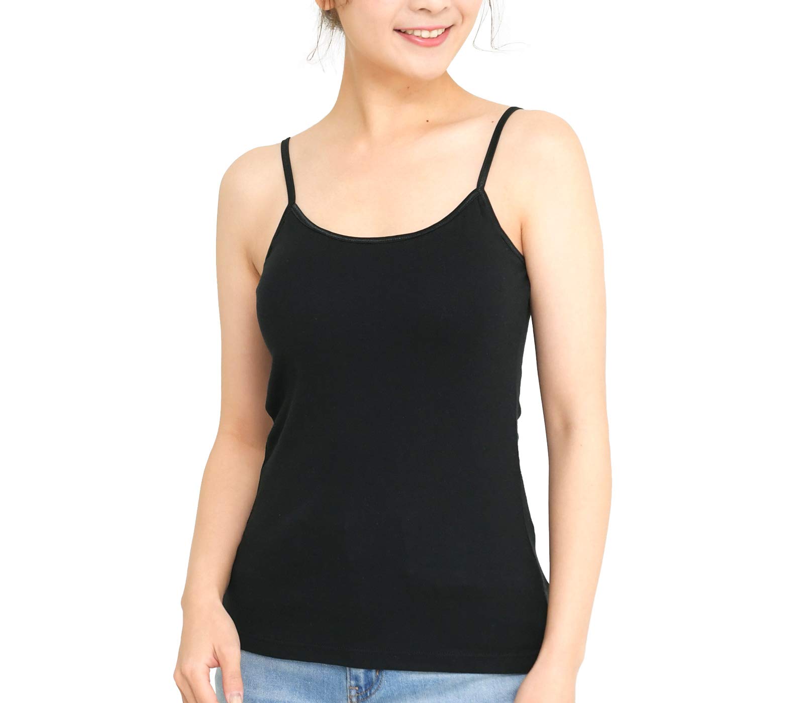 

Laulea Akoakoa Black Padded Cotton Camisole for Simple and Solid Adjustable No Removable Plus Size Removable Back Design for a Beautiful Back View