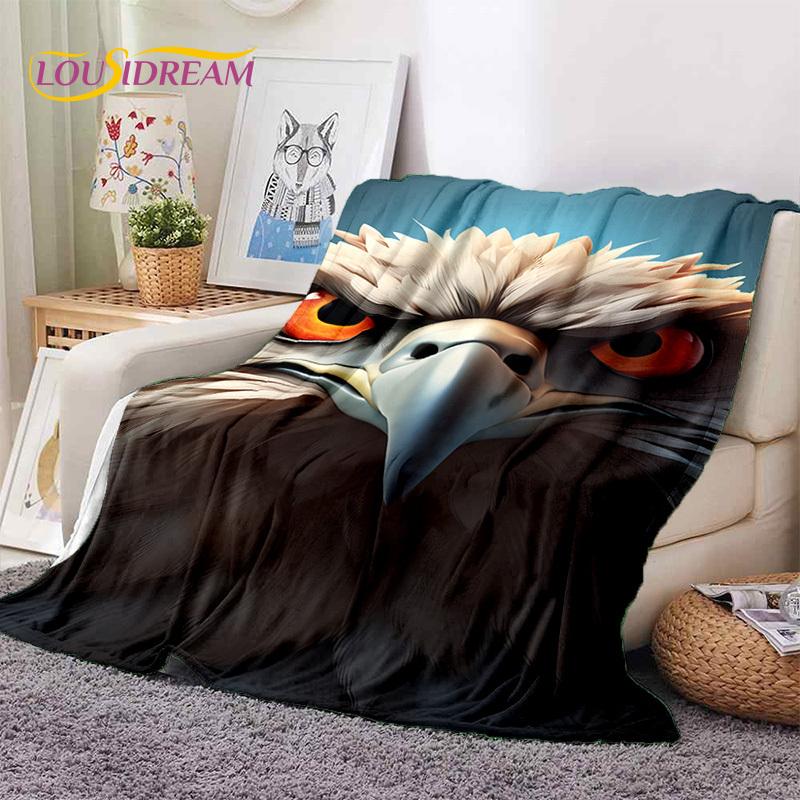 3D Cute Owl Eagle Birds Cartoon HD Soft Flannel Blankets,Throw Blanket Comfortable Blanket for Picnic Beds Home Bedroom Kid Gift
