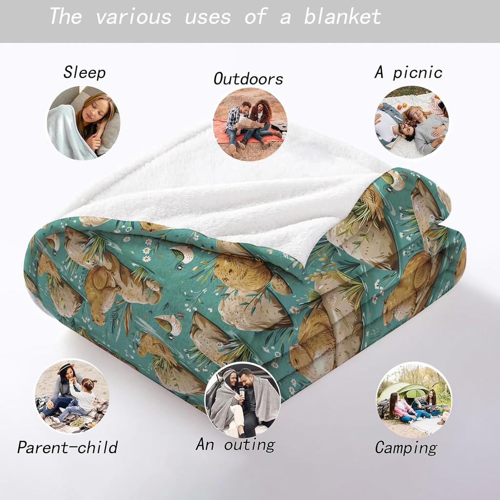 Rustic Capybara Throw Blanket - Ultra Soft, Cozy Lightweight Flannel,Wildlife and Nature Animal Blankets - Gifts for Kid