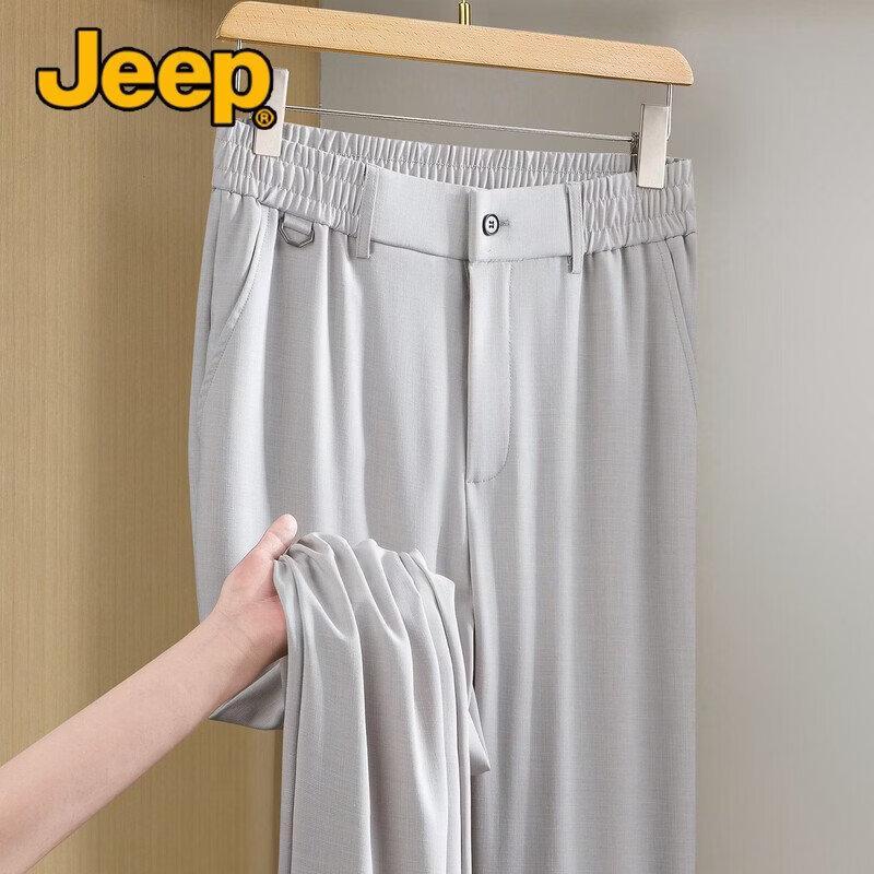 

JEEP Men s Summer Linen Blend Relaxed Straight-Leg Casual Pants L