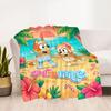 Beach Friends Adventure Personalized Name Blanket Multi-purpose Personalized Blanket Soft & Cozy Throw For Sofa Couch Office Chair Nap All-Season Use
