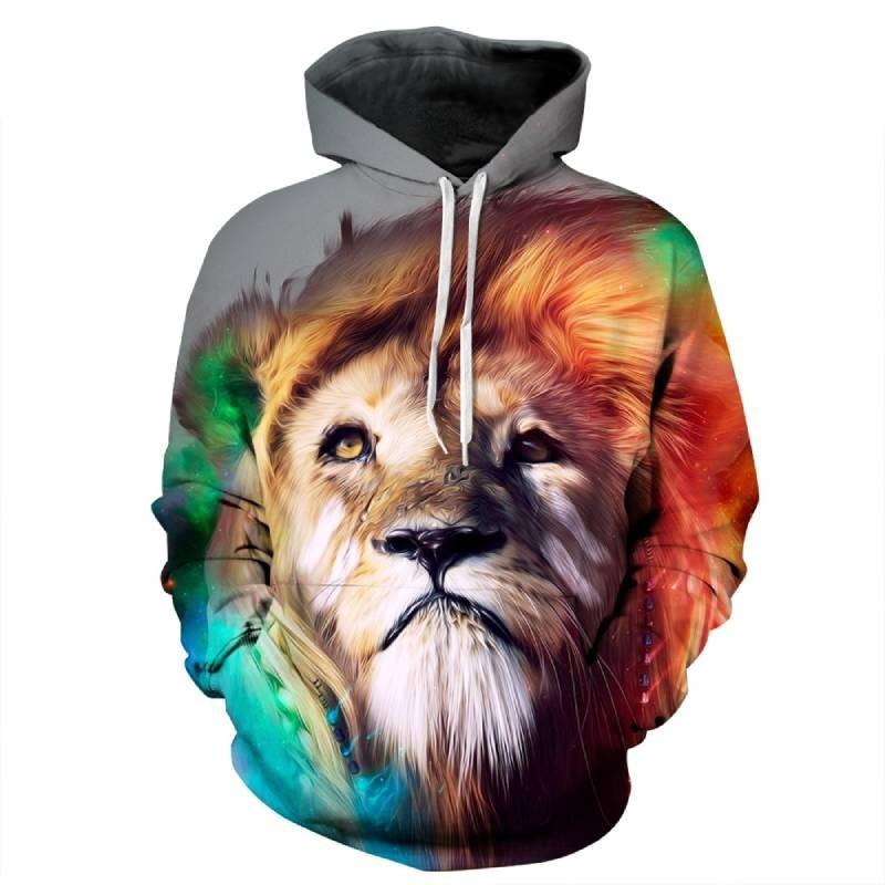 Vibrant Skull Print Digital Pullover Hoodie For Men Comfortable Loose Fit
