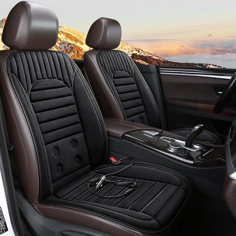 Car Heated Seat Cover with Backrest, 12V/24V for Sedans, Trucks, and Minivans.