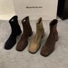 Women Ankle Boots 2026 Autumn Zipper Comfortable Short Boots Retro Fashion New Square Toe High Heel Shoes Women Botas De Mujer