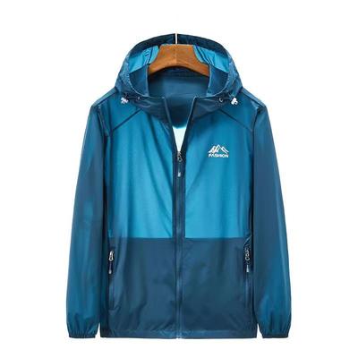 Men's Summer Plus Size Lightweight Sun Jacket Hooded Hiking Jacket Fishing Outdoor Hiking Jacket