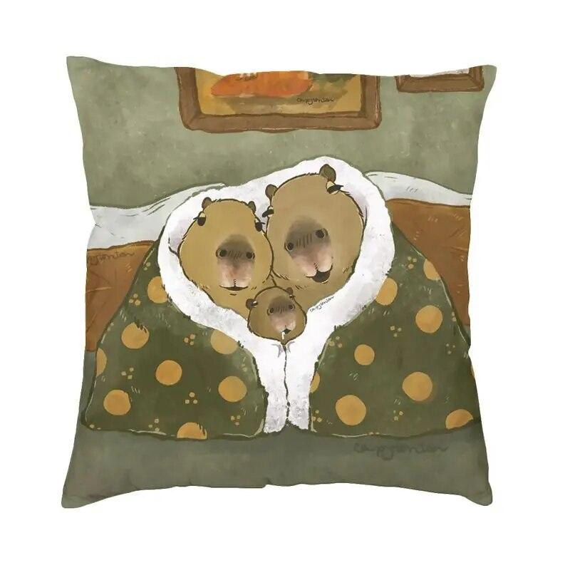 Capybara Try Eating Cushion Cover Nordic Pillow  for Car Sofa Printed