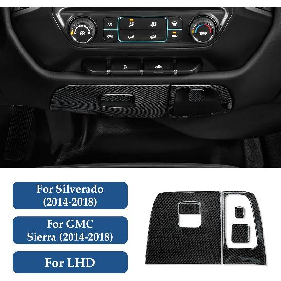 Car Carbon Fiber Decal Center Console Lower Panel Sticker Cover Interior Trim Decal For Chevrolet Silverado/GMC Sierra 1500 2500HD 3500HD 2014-2018
