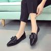 Patent Leather Pointed Toe Block Heel Low Top Fashion Bow Deep Mouth Soft Sole Anti-Slip Wear-Resistant Single