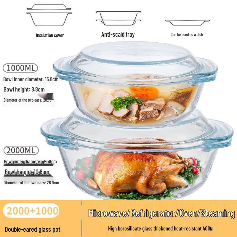 Qiwei Heat-Resistant Glass Bowl with Lid