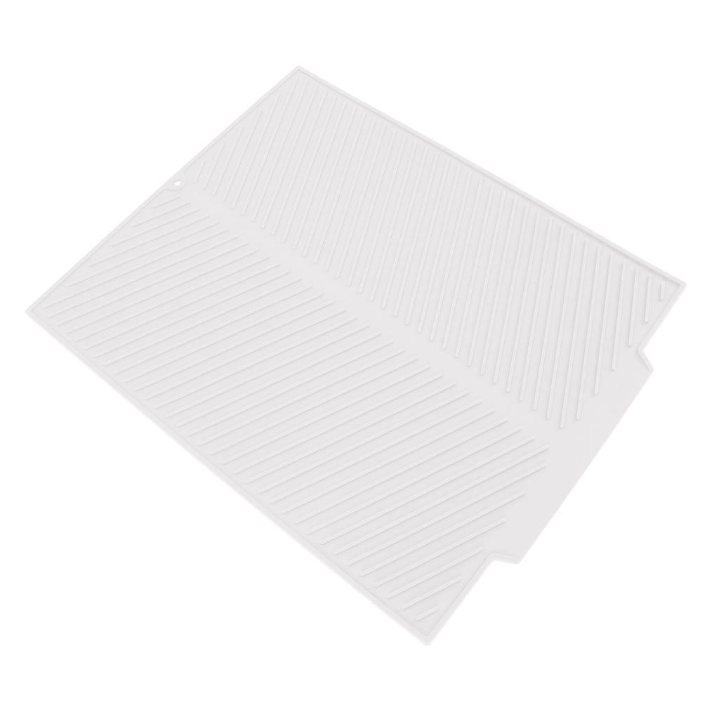 Silicone Dish Drying Mat 485x405mm Heat Resistant Non Slip Kitchen Counter Drain Pad for Home White