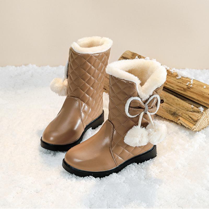 

Зимние детские толстые и теплые сапоги для снега для девочек, Сапоги принцессы для девочек-подростков, Сапоги средней высоты 38 хаки