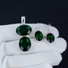 Green Tourmaline  Pendant Set, Green Tourmaline Gemstone Handmade 925 Sterling Silver Earring Pendant Set For Women Pendant Birthday Gift