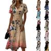 Ladies' Floral Casual Fashionable Short Sleeved V-neck Dress