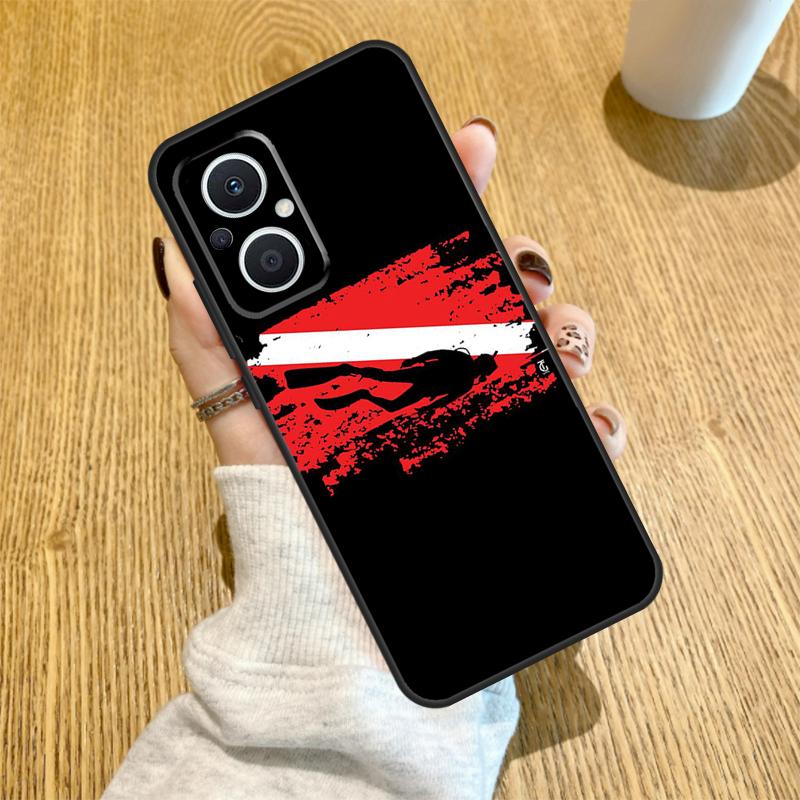 Diver Down Diving Flag Funda For OPPO Reno 13 F 14F 12F 11F 8T 7 8 Lite 10 11 12 14 OPPO Find X5 X6 X8 X9 Pro Case