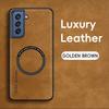 Magnetic Retro Leather Soft Case For Samsung Galaxy S21 FE S21FE Wireless Charging Phone Case Cover
