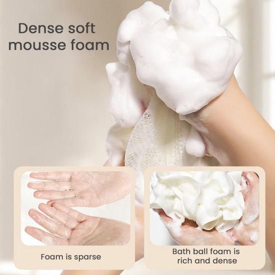 3Pcs Loofah Soap Bath Ball with Soft Towel 2-in-1 Shower Gel Soap Loofah Cloth Mesh Design Skin Smoothing Bath Ball