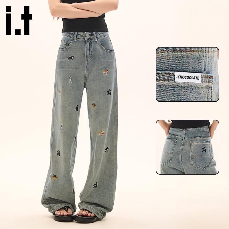 CHOCOOLATE Women s Embroidered High Waist Wide Leg Denim Jeans XS