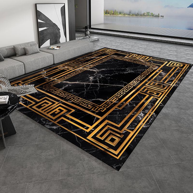 European Style Retro Carpets Luxury Marble Gold Rug Living Room Sofa Area Floor Mat Hotel Decoration Hall Hallway Large Carpet