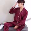 Men's Ice Silk Long-Sleeve Pajama Set - Thin & Breathable, Plus Size, for Spring & Autumn