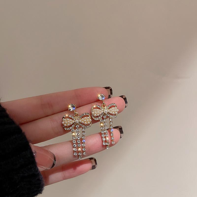 New Full Inlaid Colorful Zircon Christmas Tree Tassel Earrings Women's Fashion Personality Earrings Party Jewelry Christmas Gift