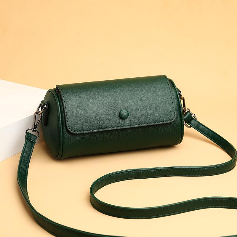 Soft Leather Small Bag Women's One-shoulder Messenger Bag 2026 New Versatile Women's Solid Color Bag Cylinder Bag