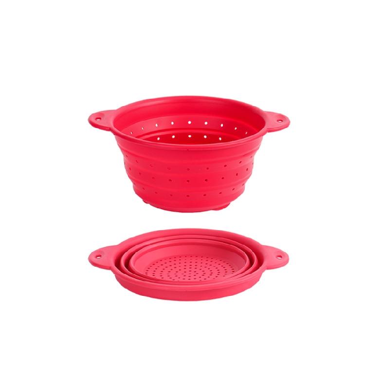 Foldable Silicone Colander Fruit Vegetable Washing Basket Strainer Collapsible S