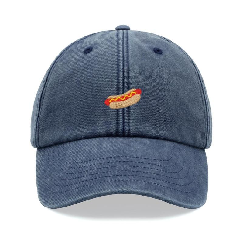 1 Stück Hotdog Baseballkappen für Damen Vintage Gewaschen Unisex Verstellbare Fahrer Mütze, geeignet für Outdoor Sport, Lustiger Sommerurlaub
