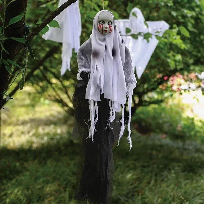 Halloween Hanging Ghost Skull Skeleton Gauze Scary Props Haunted House Outdoor Yard Garden Horror Decoration Lofytain