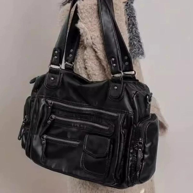 Large Capaci Motorcycle Bag 2025 New Sle Underarm Commuter Tote Bag Single Oulder Crossbody Bag for Men and Women