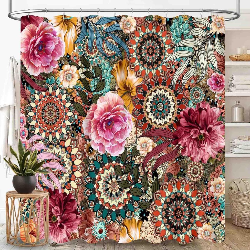 Southwestern Natvie Tribal American Ethnic Western Abstract Geometric Vintage Brown Waterproof Fabric Bathroom Shower Curtain