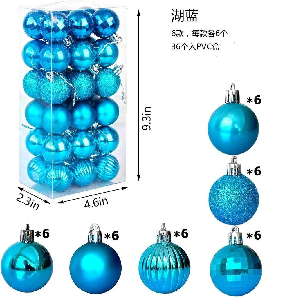 36-Piece Shatterproof Christmas Ornaments, Silver Plastic,1.6 Inch Diameter