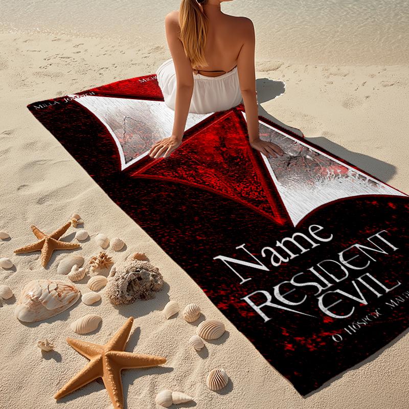 Custom Name Ultra-Soft Beach Towel with Resident Evil Theme,Ideal for Pool - Camping, Diving - Perfect Travel Essential, Vibrant Beach Towel.