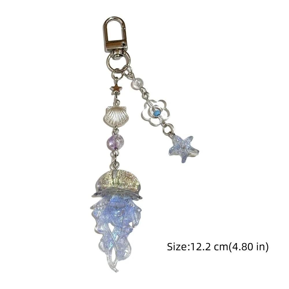 Ocean Theme Jellyfish Pendant Keychain Starfish Seashell Cellphone Lanyard Camera