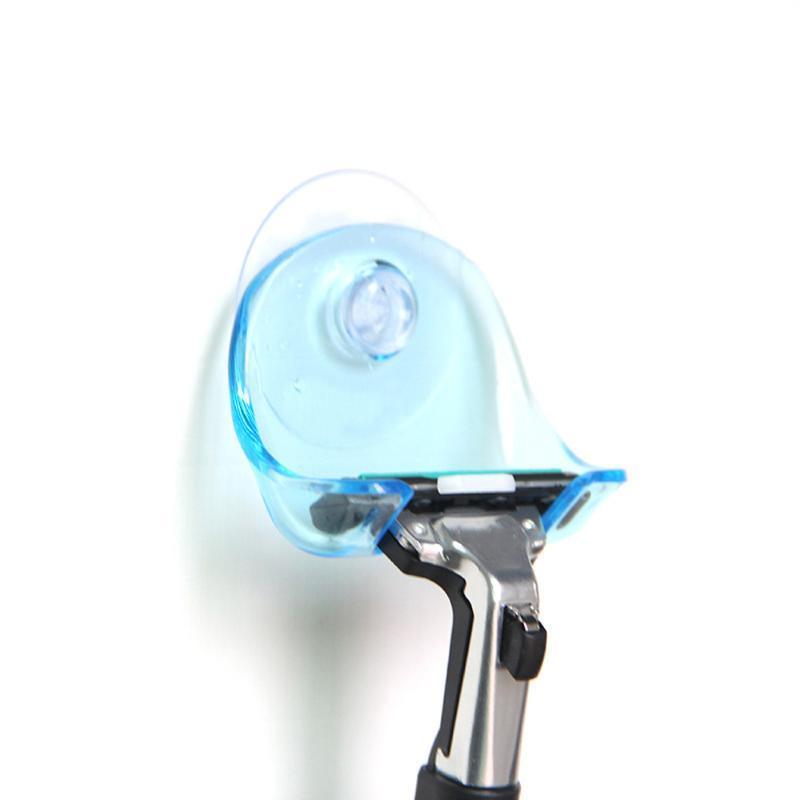 Portaspazzolino Porta rasoio Gancio a ventosa da parete per bagno Porta rasoio in plastica trasparente blu grigio per bagno