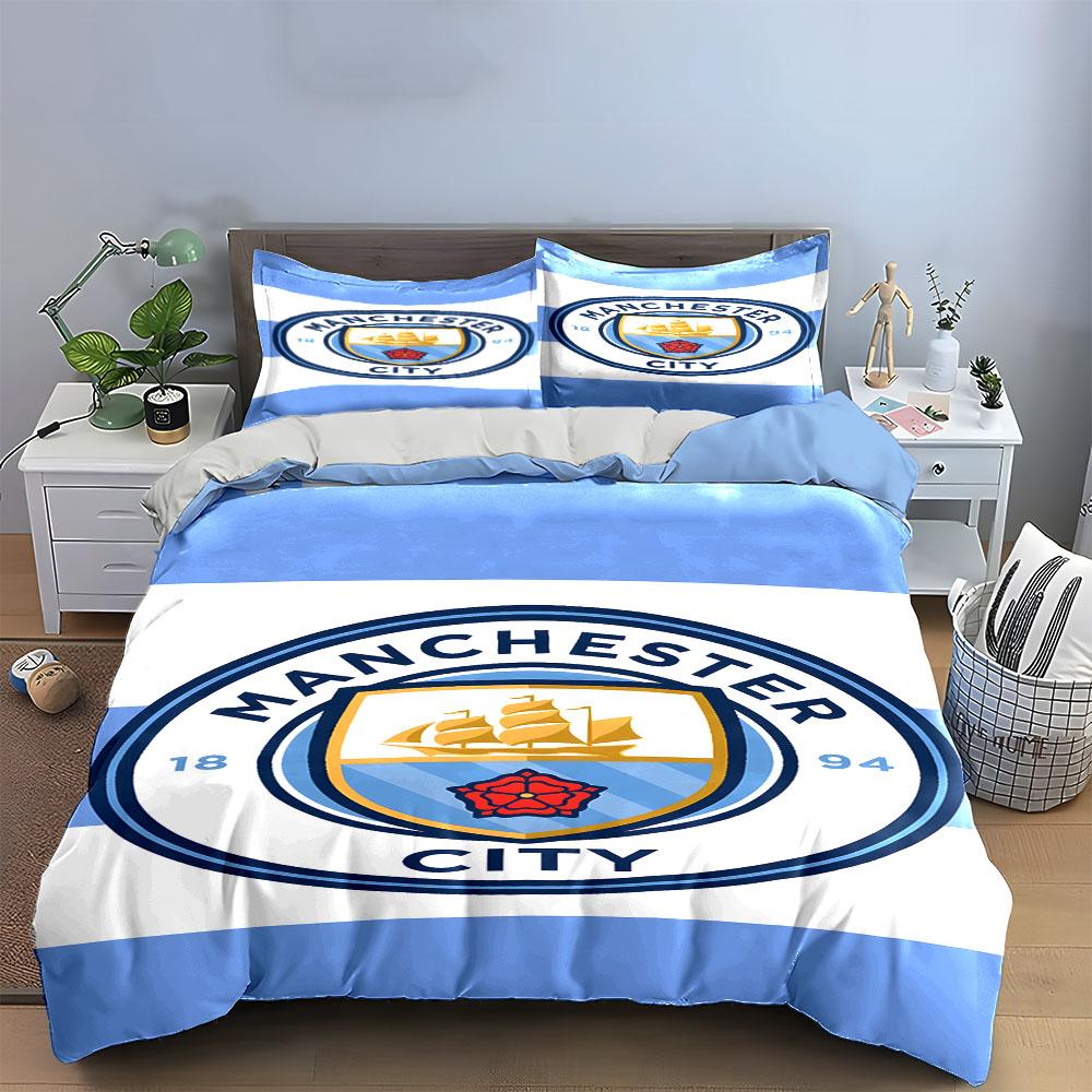 Manchester City Logo Pattern. Bedding Sets Duvet Cover Sets Duvet Covers Pillowcases(1 * Duvet Cover 2 * Pillowcases, Without Duvet Insert)
