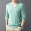 Men's V-Neck Knit Sweater - Casual Long Sleeve Pullover for Autumn & Winter Fashion.
