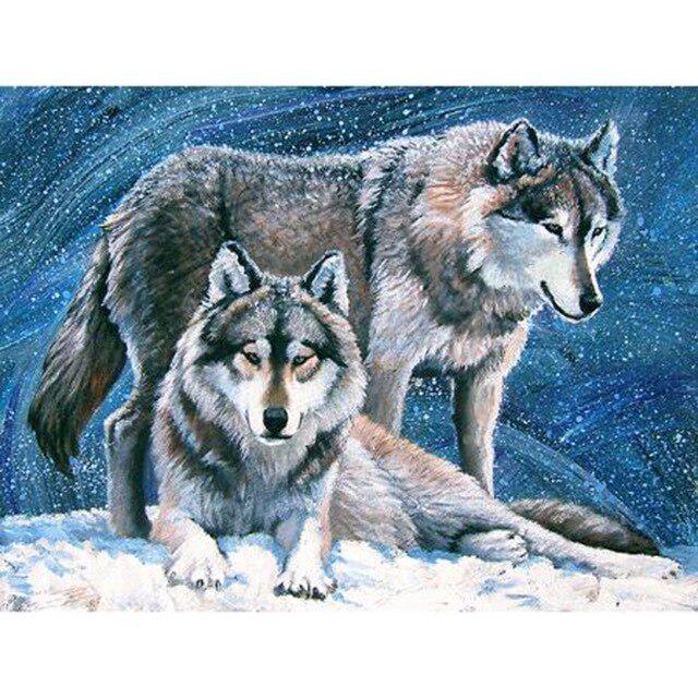 DIY 5D Diamond Painting Wolf Animal Mosaic Kit Cross Stitch Diamond Embroidery Full Drill Round