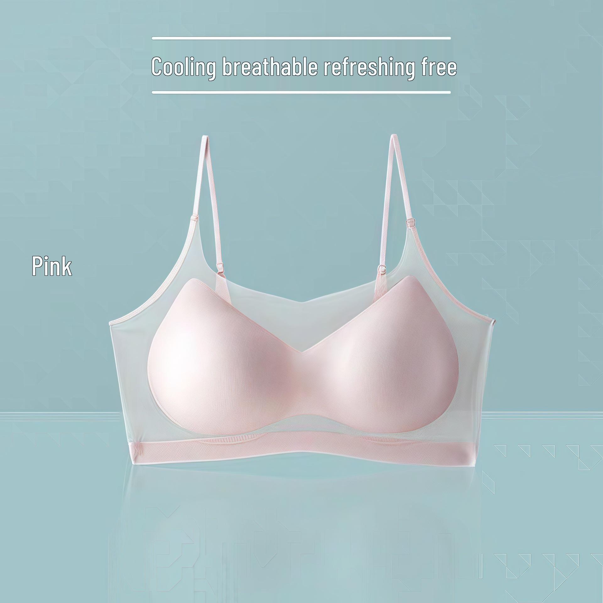 

Ультралегкий бесшовный бюстгальтер из ледяного шелка без косточек: Приталенный крой с тонкими бретелями, предотвращающий провисание, для большой груди XL (suggested 120-140 lbs)