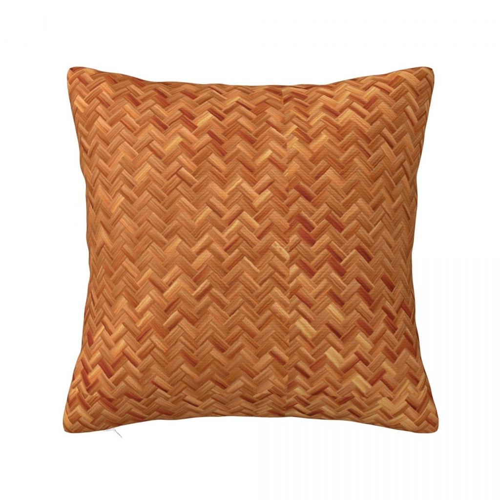 Braided Rattan Wood Wicker Square Pillowcase Cushion Cover Pillow Case Throw Pillow Cover for Home Bedroom Car