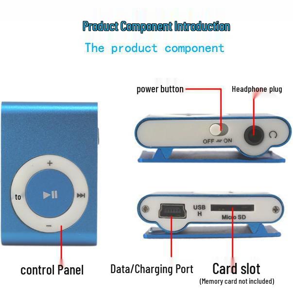 Popular Metal Clip MP3 Music Player for Students and Sports