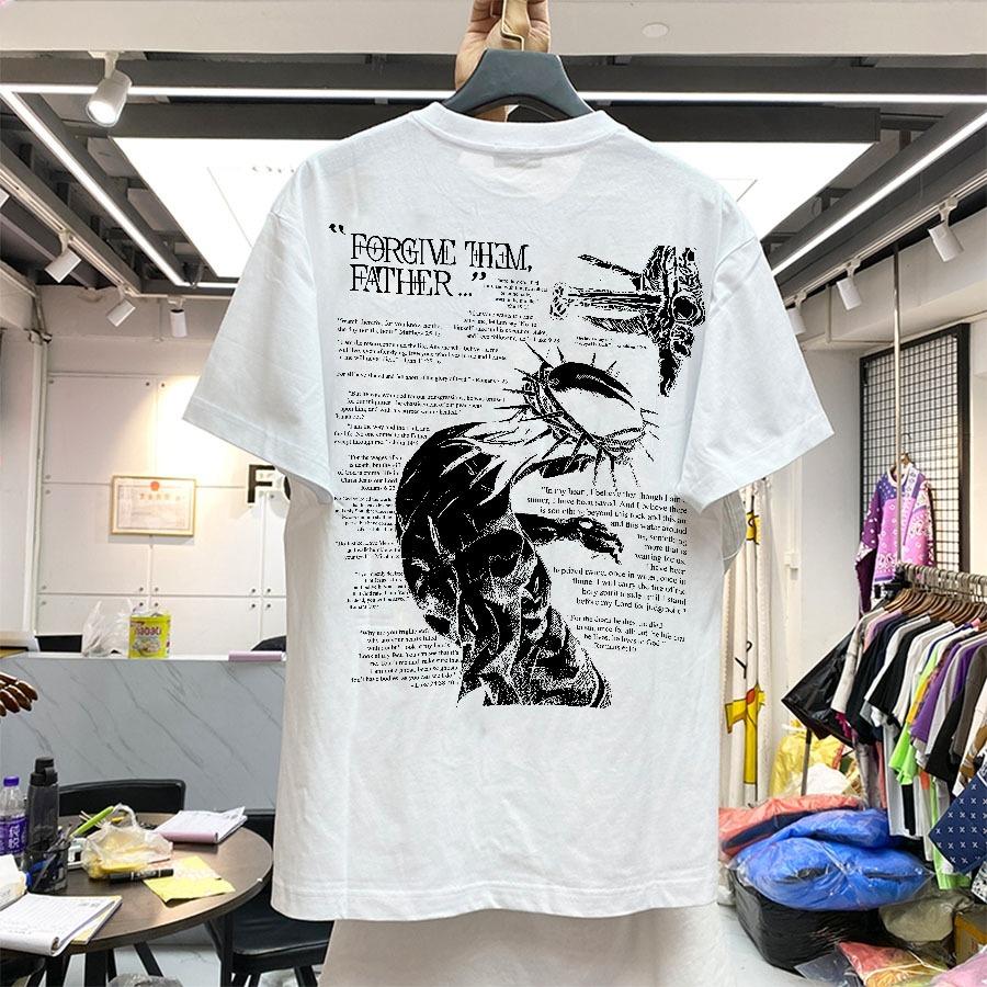 2026 Heißer Verkauf Christliches Religiöses Jesus Vergib ihnen Vater T-Shirt für Männer Frauen Hiphop Streetwear Tops Baumwoll-T-Shirt Lässig Locker Kurzarm
