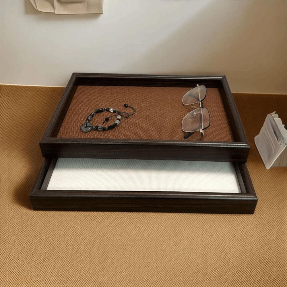 Holz Schmuck-Auslage Tabletts Dekorativer Uhr Schmuck Organizer Rechteckiges Aufbewahrungs Tablett Schminktisch