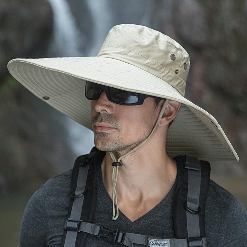 Camouflage big edge bucket hat men's hat summer shade sun protection hat enlarged brim sun hat travel fishing hat