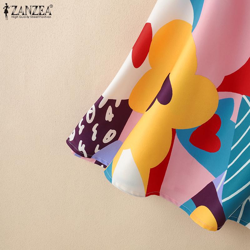 ZANZEA Women Casual Round Neck Loose Print Summer Sleeveless Tank Tops