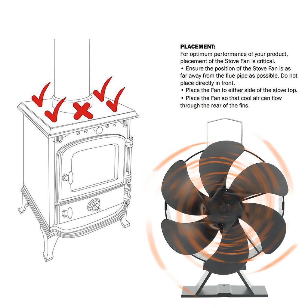 Fireplace Fan Heat Powered Stove Fan Automatic Adjustment Thermal Fans For Wood Log Burner Fireplace Eco Quiet Fan