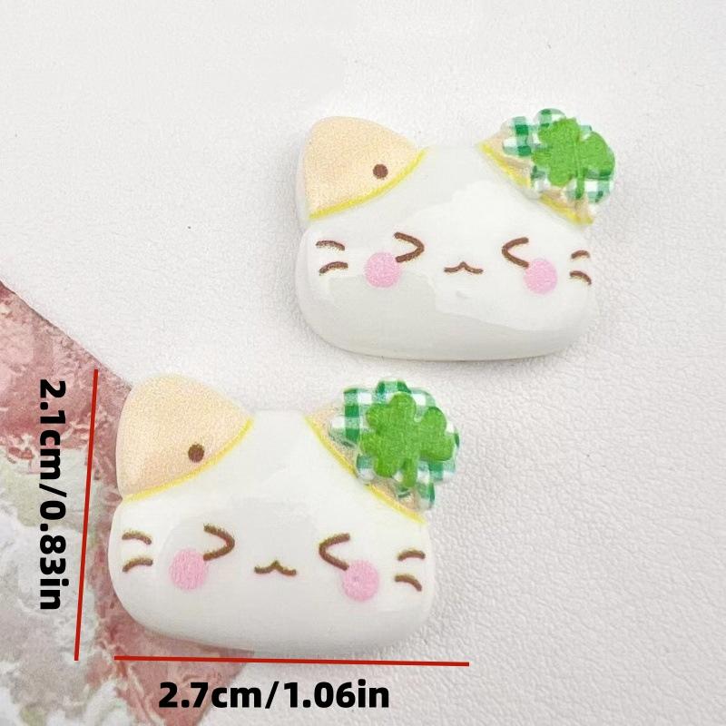 30-Piece Set of Random Styles of Small Resin Accessories for Diy, Various Styles, Dopamine Color Series, Cat Pattern Designs, Snowman Shapes, Hair 