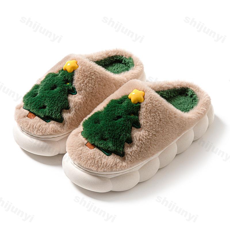 Fashion Cute Santa Claus Cotton Casual Warm Slippers for Couples 2025 Winter Fashion Soft Soled Comfortable Christmas Day Plush Draggers